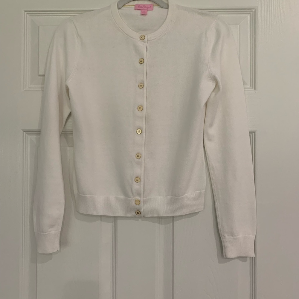Lilly Pulitzer White Button Front Cardigan Sweater